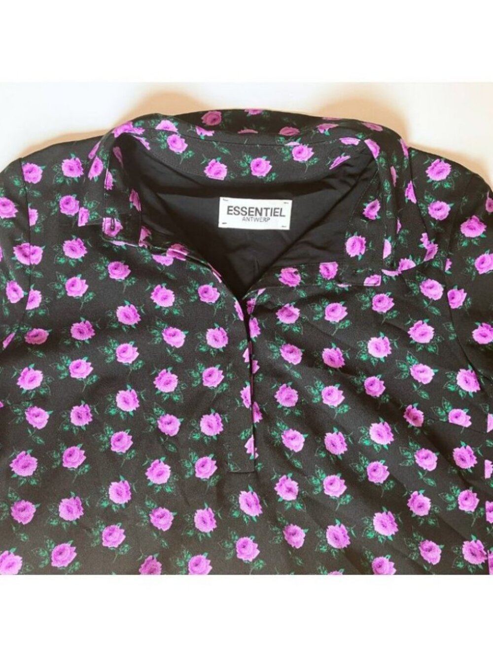 Essentiel Antwerp Rose A-Line Dress Black Purple / Size 34 - Picture 5 of 8